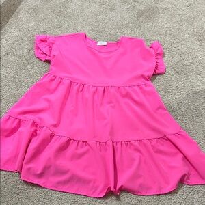 Pink Ruffled Kids Dress Size 10 girls